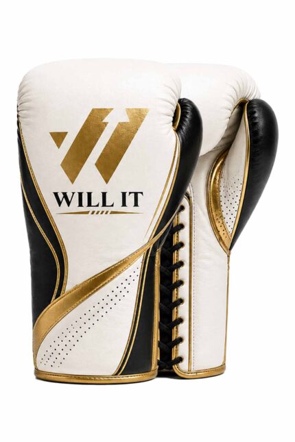Willit Lace-Up White & Gold Boxing Gloves