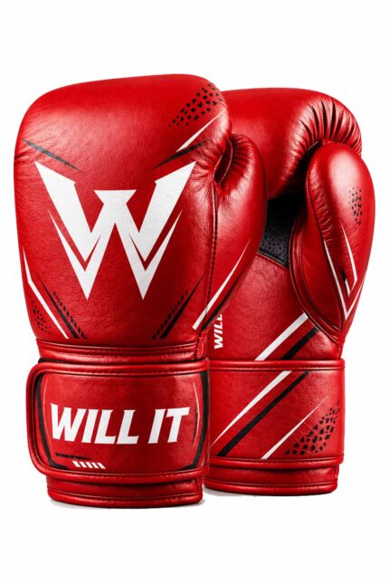 Willit PRO Leather Velcro Red Boxing Gloves