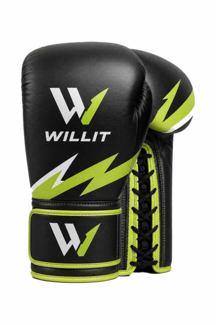 Willit Lace-UP Black & Green Boxing Gloves