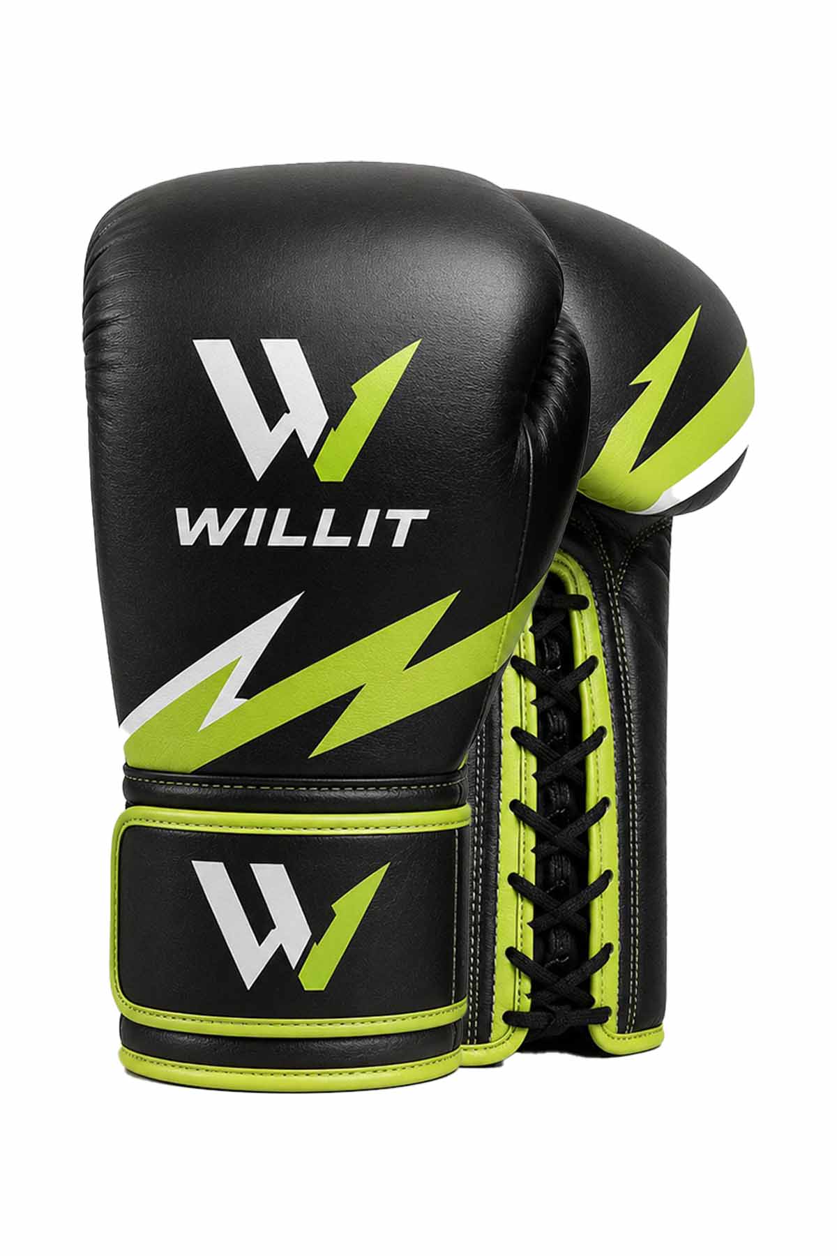Willit Lace-UP Black & Green Boxing Gloves (1) Willit Lace-UP Black & Green Boxing Gloves