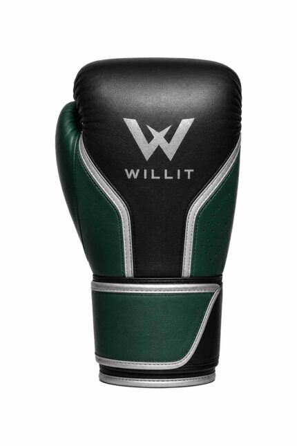 Willit Lace-UP Black & Green Panel Boxing Gloves