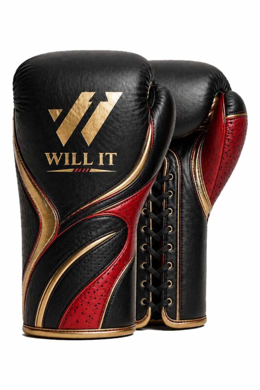 Willit Lace-UP Black & Red Boxing Gloves