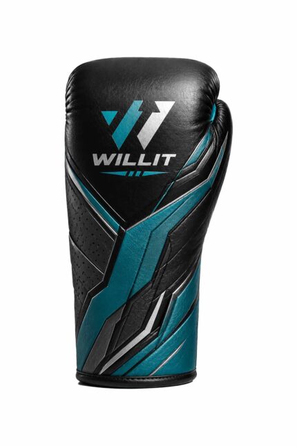 Willit Lace-UP Black & Teal Panel Boxing Gloves