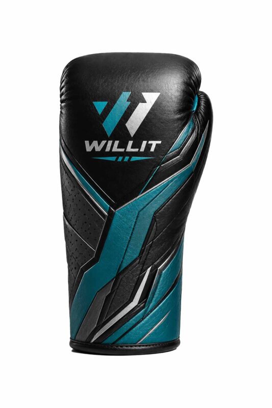 Willit Lace-UP Black & Teal Panel Boxing Gloves