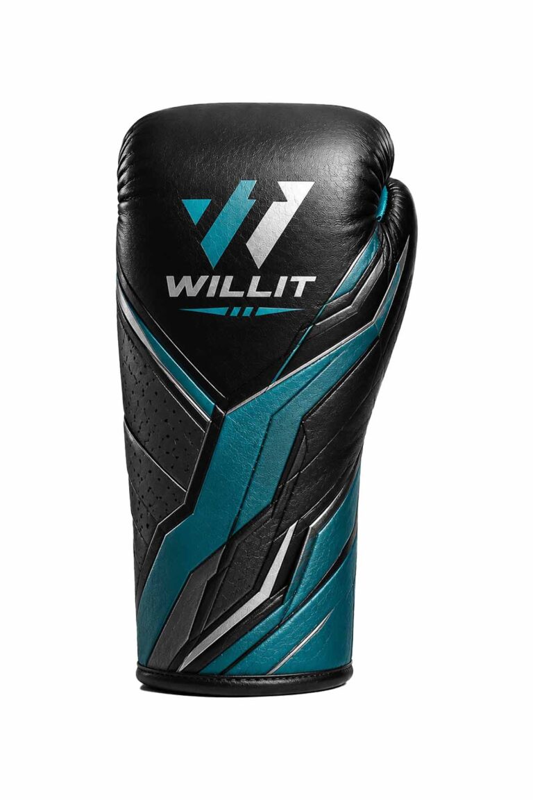 Willit Lace-UP Black & Teal Panel Boxing Gloves