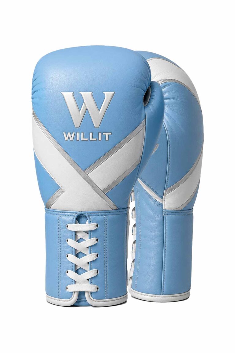 Willit Lace-UP Blue & White X-Pattern Boxing Gloves