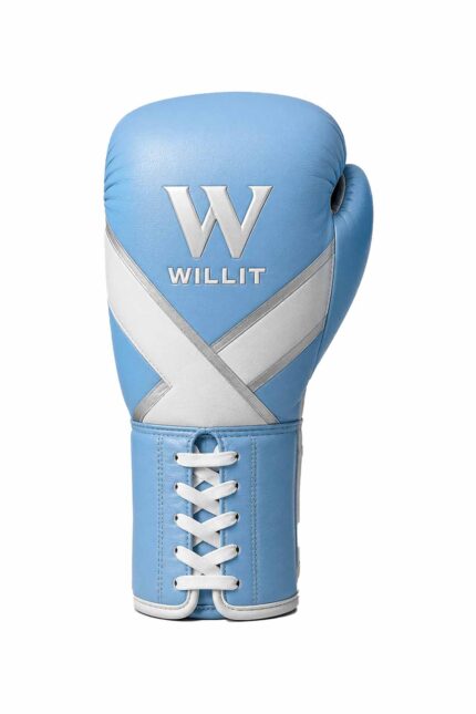 Willit Lace-UP Blue & White X-Pattern Boxing Gloves