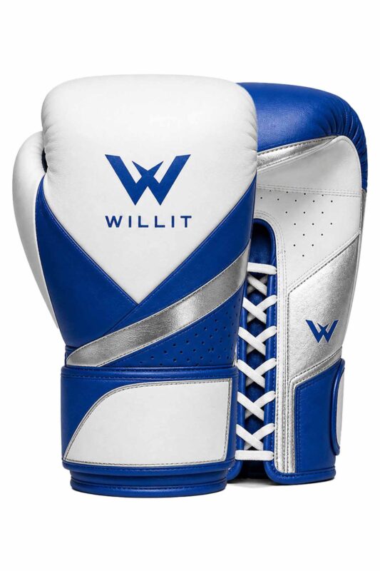 Willit Lace-UP Blue and White Boxing Gloves