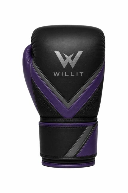 Willit Lace-UP Chevron Black & Purple Boxing Gloves