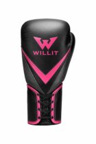 Willit Lace-Up Black & Pink V-Shape Boxing Gloves