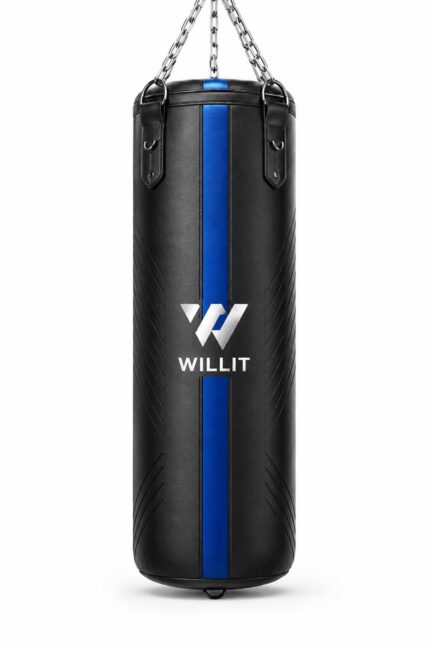 Willit 4ft 5ft 3-in-1 Black Blue Punch Bag with Mitts Set
