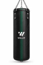 Willit 4ft 5ft 3-in-1 Black Green Punch Bag with Mitts Set