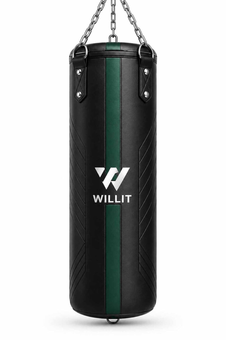 Willit 4ft 5ft 3-in-1 Black Green Punch Bag with Mitts Set