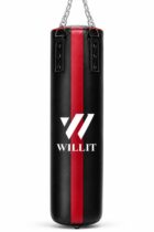Willit 4ft 5ft 3-in-1 Red Black Punch Bag with Mitts Set