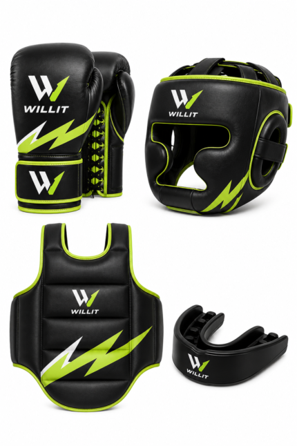 Willit Ultimate All-in-One Black & Green Boxing Full Set