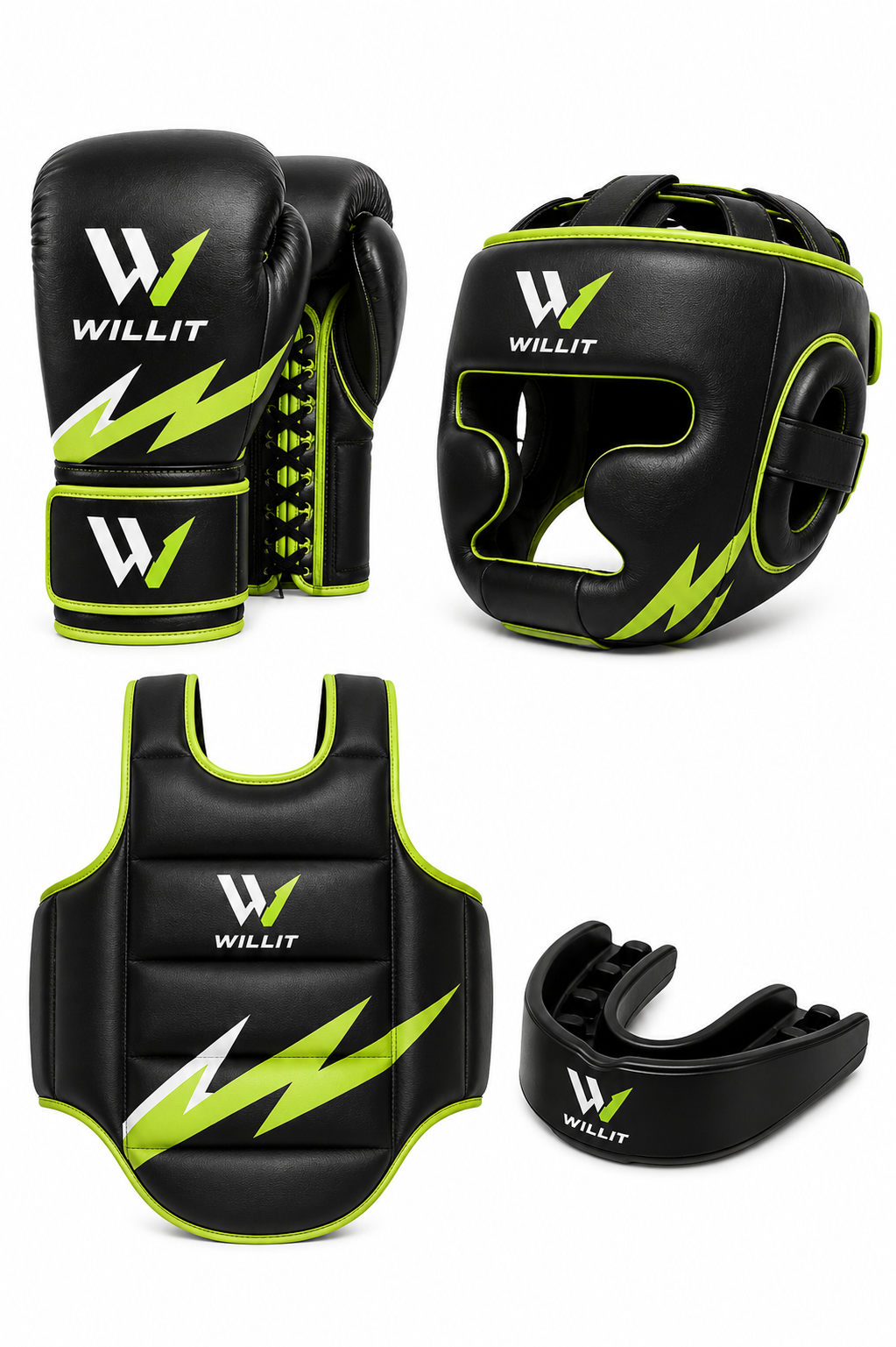 Willit Ultimate All-in-One Black & Green Boxing Full Set Willit Ultimate All-in-One Black & Green Boxing Full Set