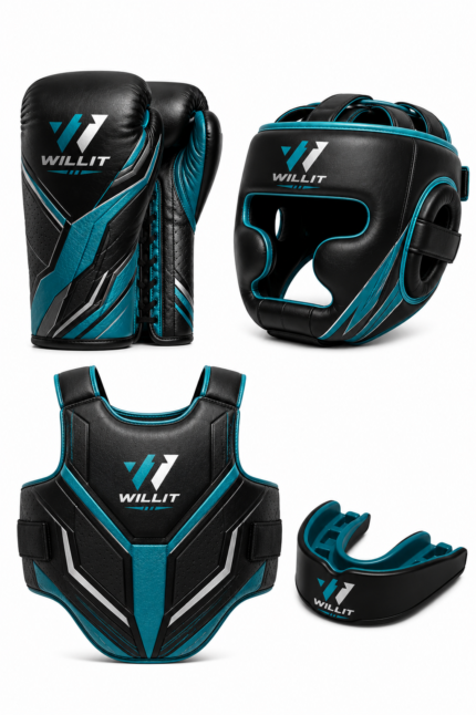 Willit Ultimate All-in-One Black & Teal Boxing Full Set
